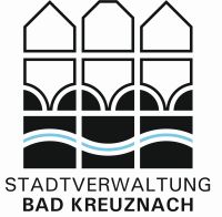 Logo der Stadt Bad Kreuznach. Stilisierte Brückenhäuser.